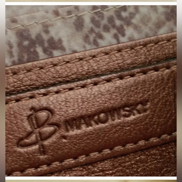 B. Makowsky Metallic Bronze Leather Wallet - Picture 3 of 7